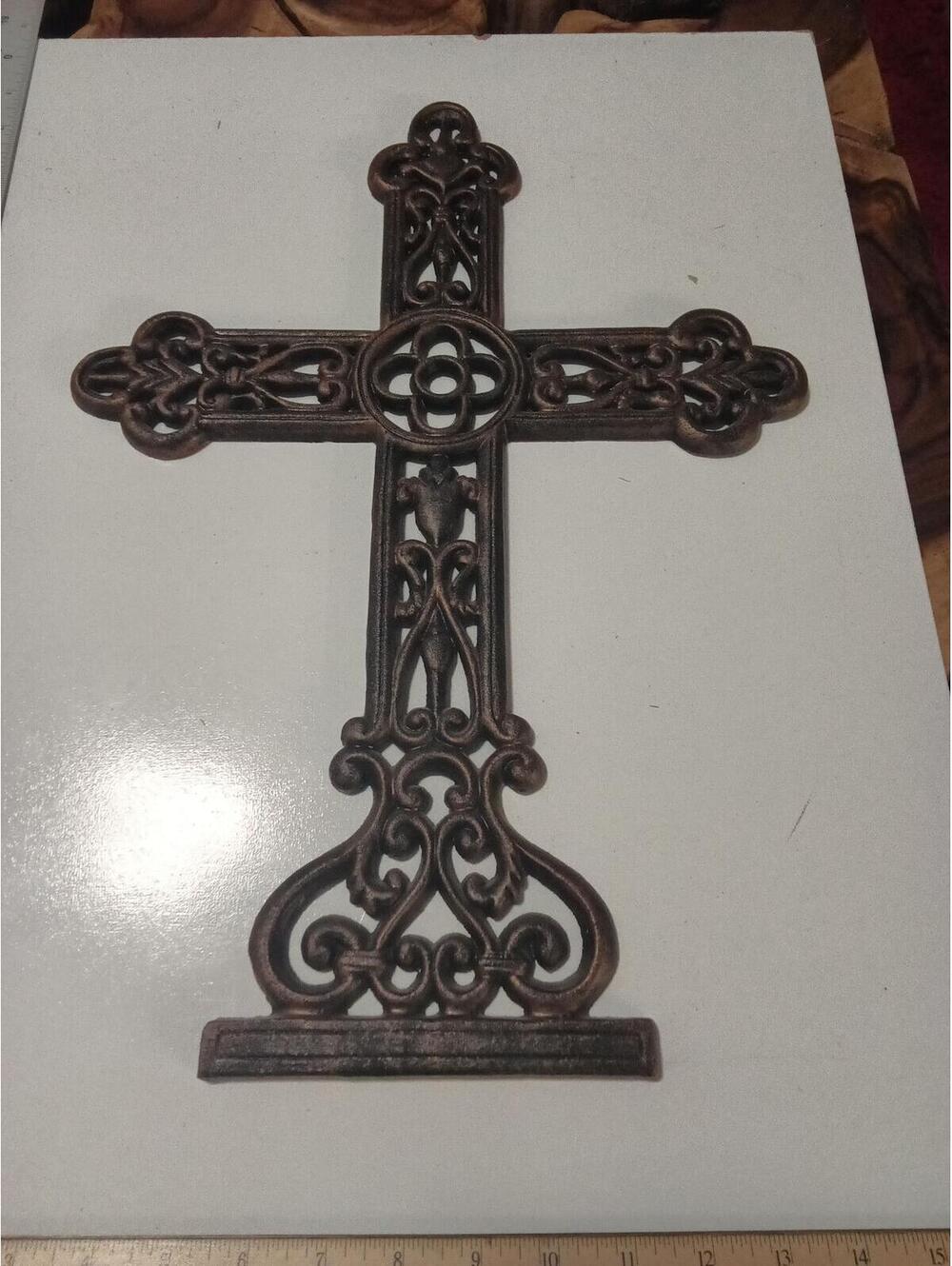 Decorative Ornate Cast Iron Cross Wall Decor 18x12"